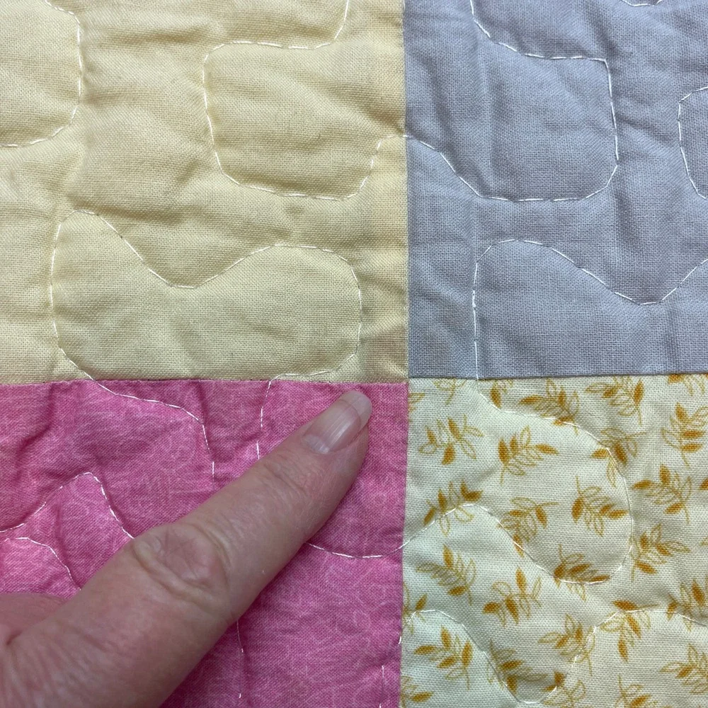 Handmade Patchwork Floral Quilt Size 42x42 Gold Bug Quilters Cottagecore Lap
